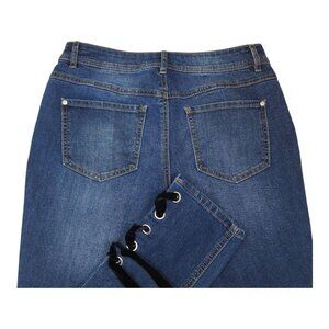 Est 1946 Denim Hi-Rise Dark Wash Denim Jeans Size 8P With Lace-Up Hem Detail